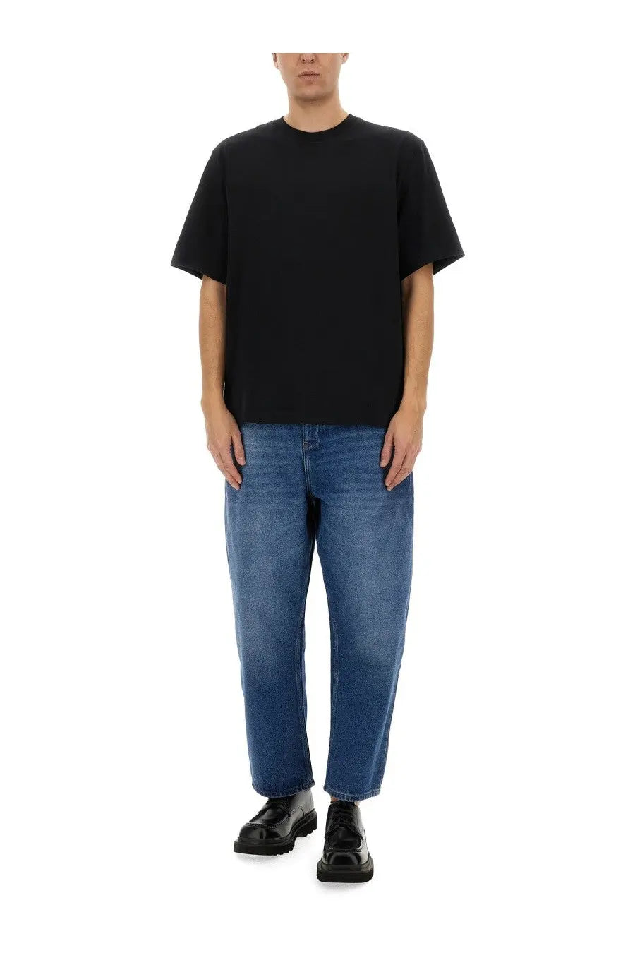 Studio Nicholson men’s black oversized short-sleeved t-shirt with a relaxed fit perfect for casual wear