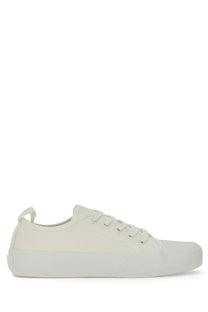 Studio Nicholson men’s white canvas low-top sneaker byrd with thick rubber sole and matching laces