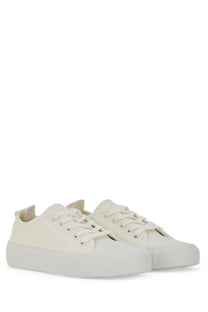 Studio Nicholson men’s sneaker Byrd white cream canvas with thick matching rubber sole and white laces