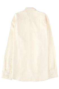 Studio Nicholson men’s view shirt white cream-colored vertically striped long-sleeved button-down with subtle sheen