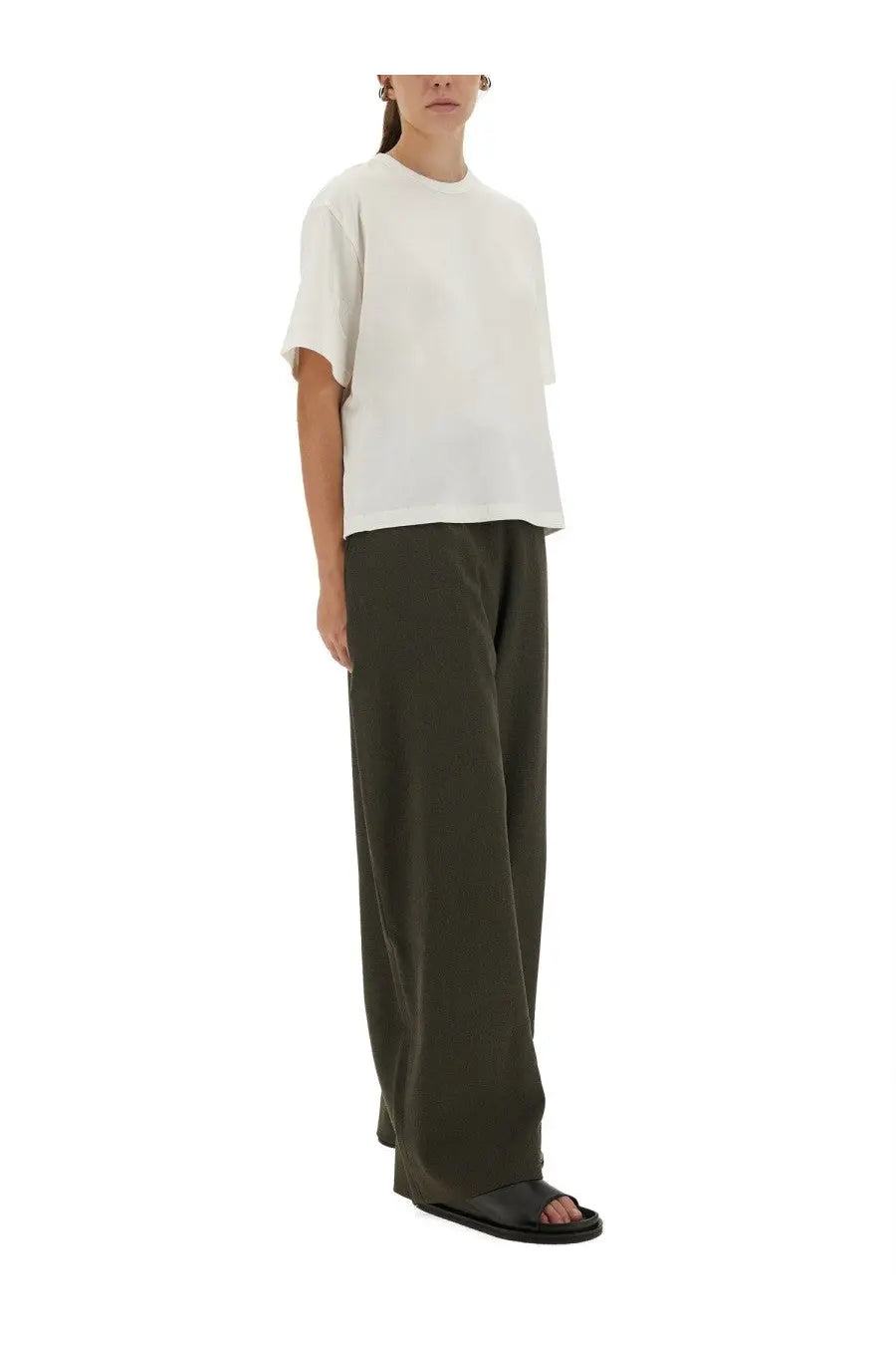 Studio Nicholson women’s white oversized cotton shirt with short sleeves and a relaxed fit