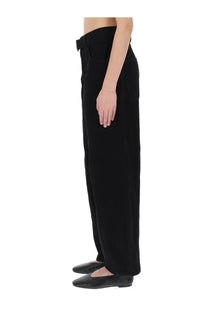 Studio Nicholson women’s black high-waisted wide-leg trousers with belt loops and front pockets
