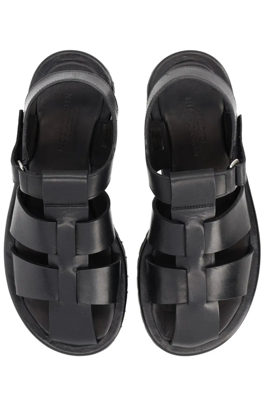 Studio Nicholson women’s sandalo sandom black leather sandals with chunky sole and multiple straps