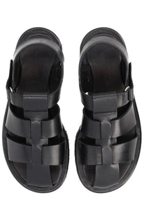 Studio Nicholson women’s sandalo sandom black leather sandals with chunky sole and multiple straps
