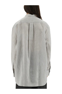 Studio Nicholson women’s shirt Dilys white loose-fitting light gray and white striped corduroy with classic collar