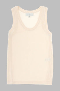 Studio Nicholson women’s tank top in lyocell white is a soft cream sleeveless top with a round neckline and subtle seams