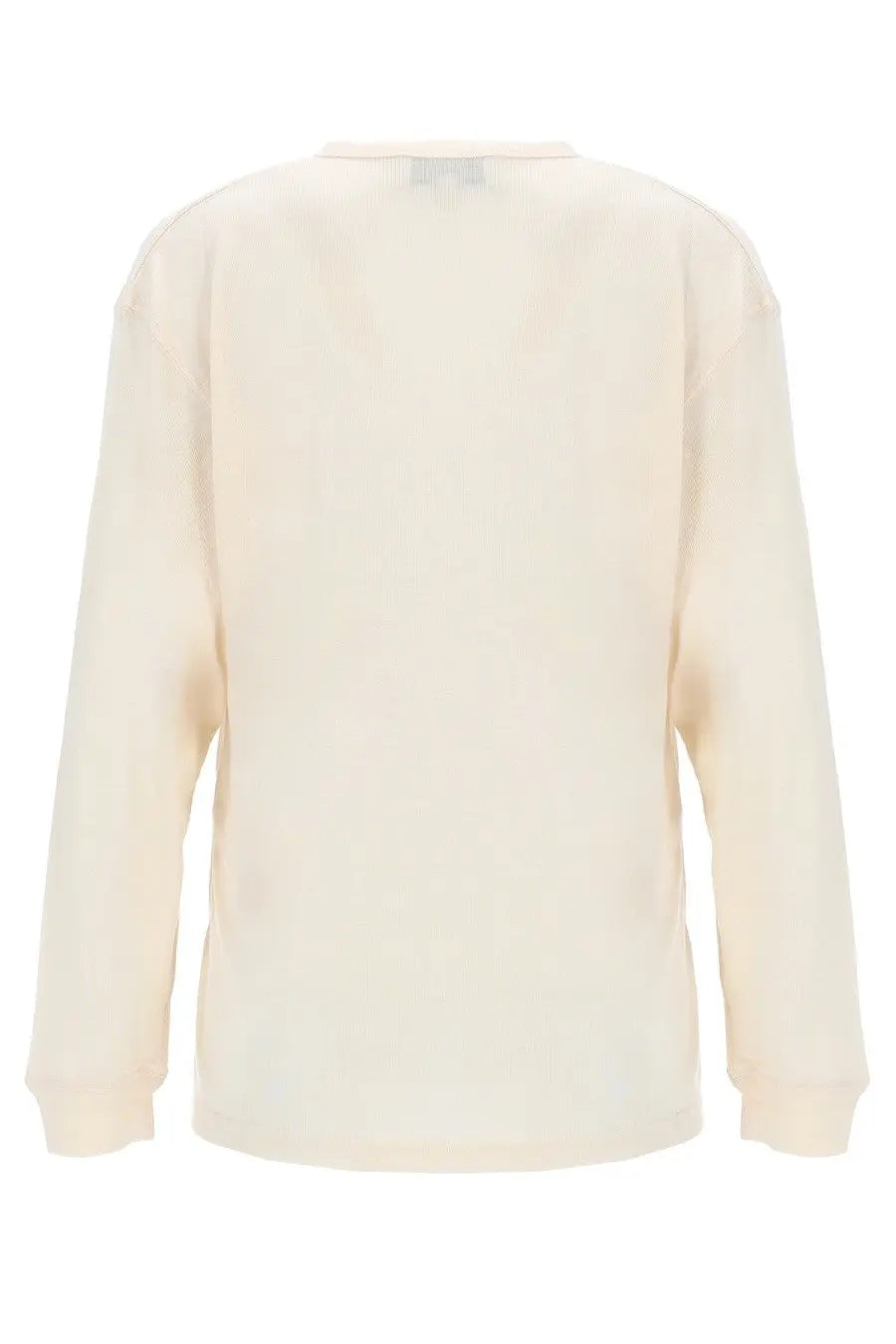 Studio Nicholson women’s cream-colored long-sleeved sweatshirt with relaxed fit and ribbed cuffs in rutas henley white