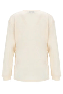 Studio Nicholson women’s cream-colored long-sleeved sweatshirt with relaxed fit and ribbed cuffs in rutas henley white