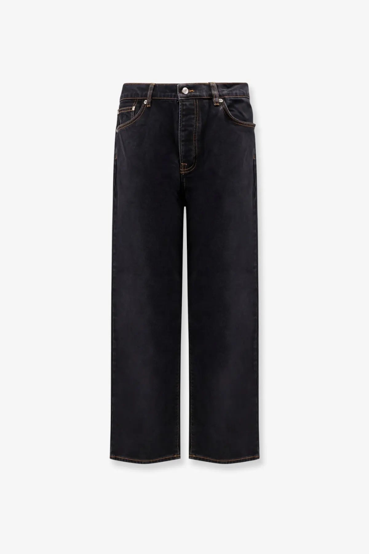 Stussy men’s big ol jean black wide-leg denim jeans with contrasting light stitching and five-pocket design