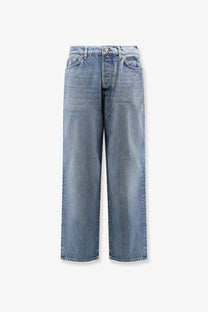 Stussy men’s big ol jean blue light-wash denim jeans with straight-leg cut and classic five-pocket design