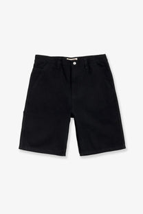 Stussy men’s cotton bermuda shorts in black with classic straight-leg cut and button closure