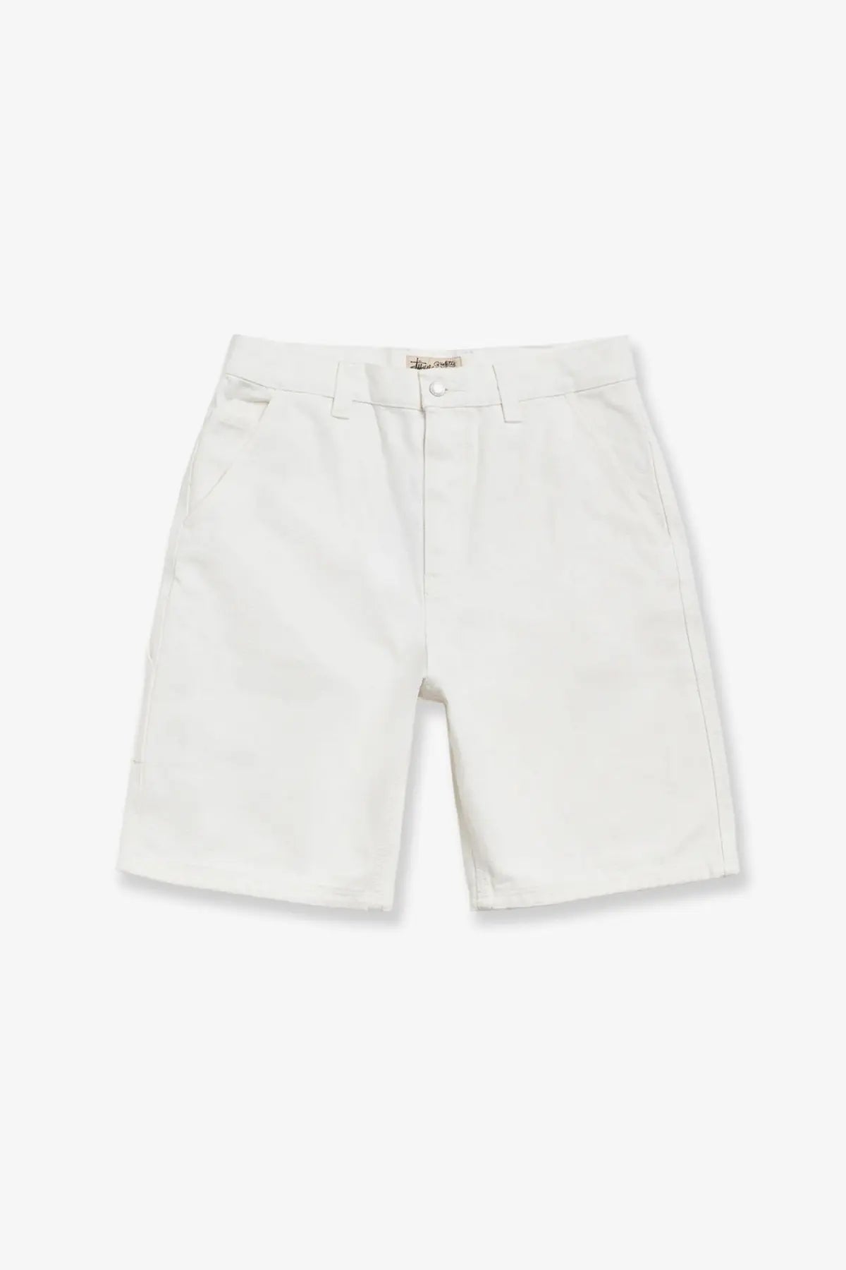 Stussy men’s cotton bermuda shorts bone with classic clean-cut design white cotton chino fabric and belt loops