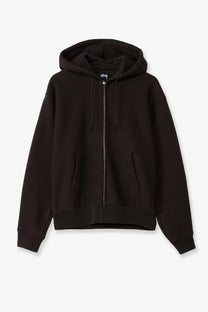 Black stussy men’s diamond cotton blend zip-up hoodie with hood front zipper and two side pockets