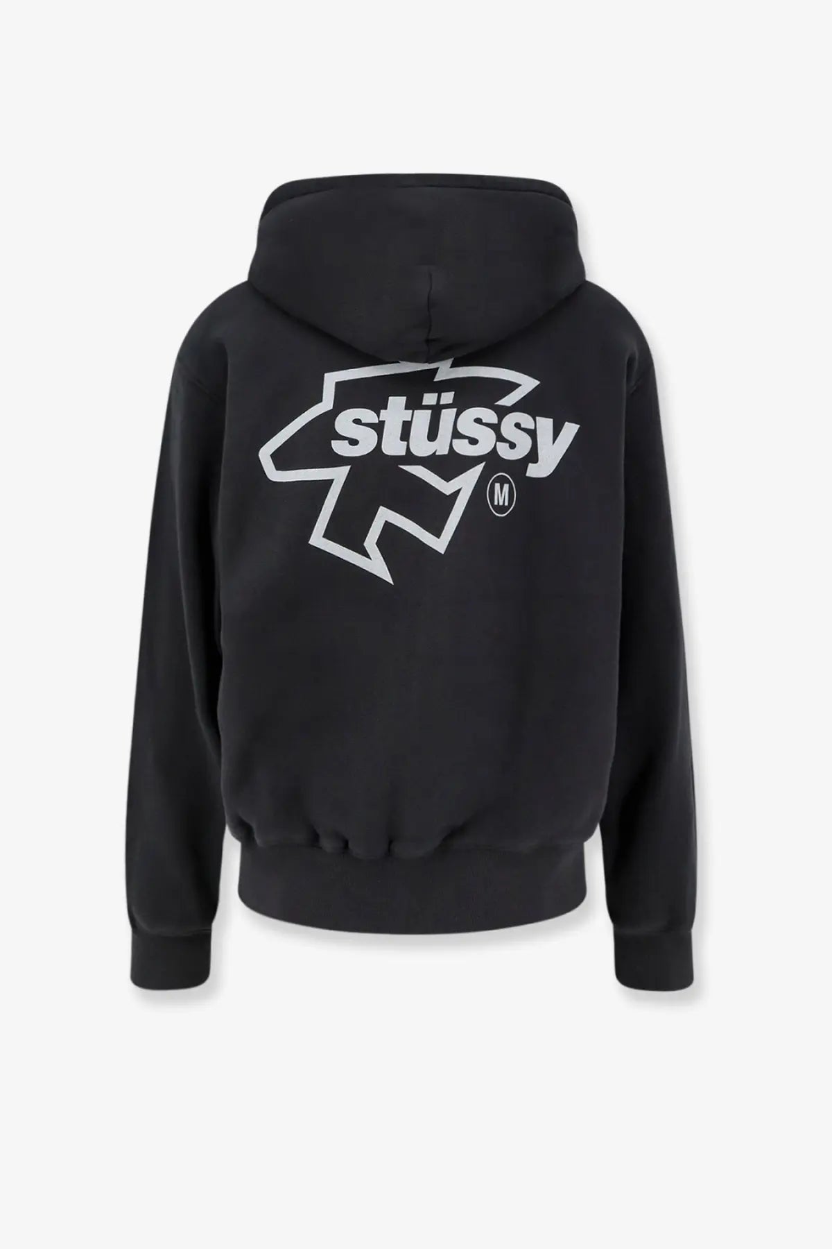 Black stussy men’s surf cotton sweatshirt black hoodie with bold white logo and stylized graphic design