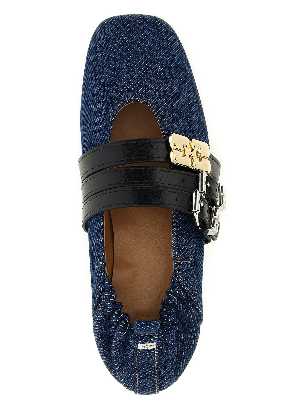 Ganni Sue Triple Ballet Flats Blue, view 4