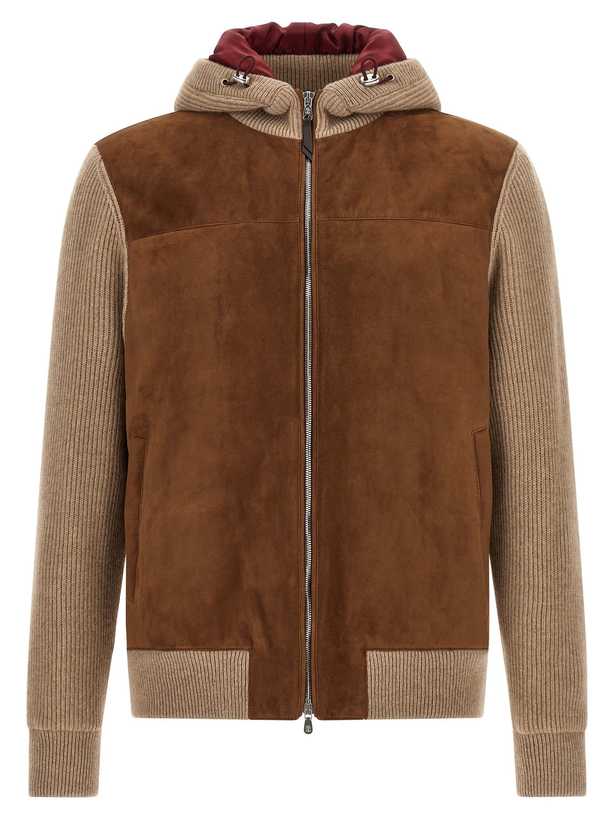 Brunello Cucinelli Suede and Cashmere Bomber Jacket Brown