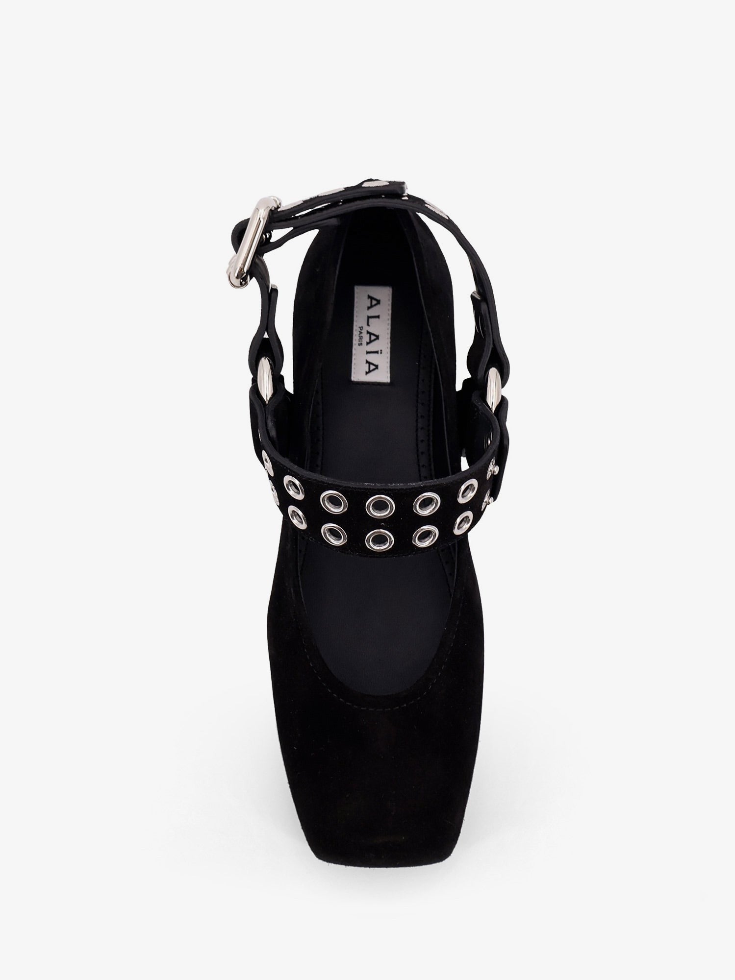 ALAÏA Women's Suede Biker Flat Ballerinas Black