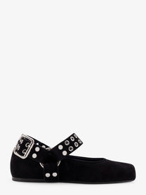 ALAÏA Women's Suede Biker Flat Ballerinas Black