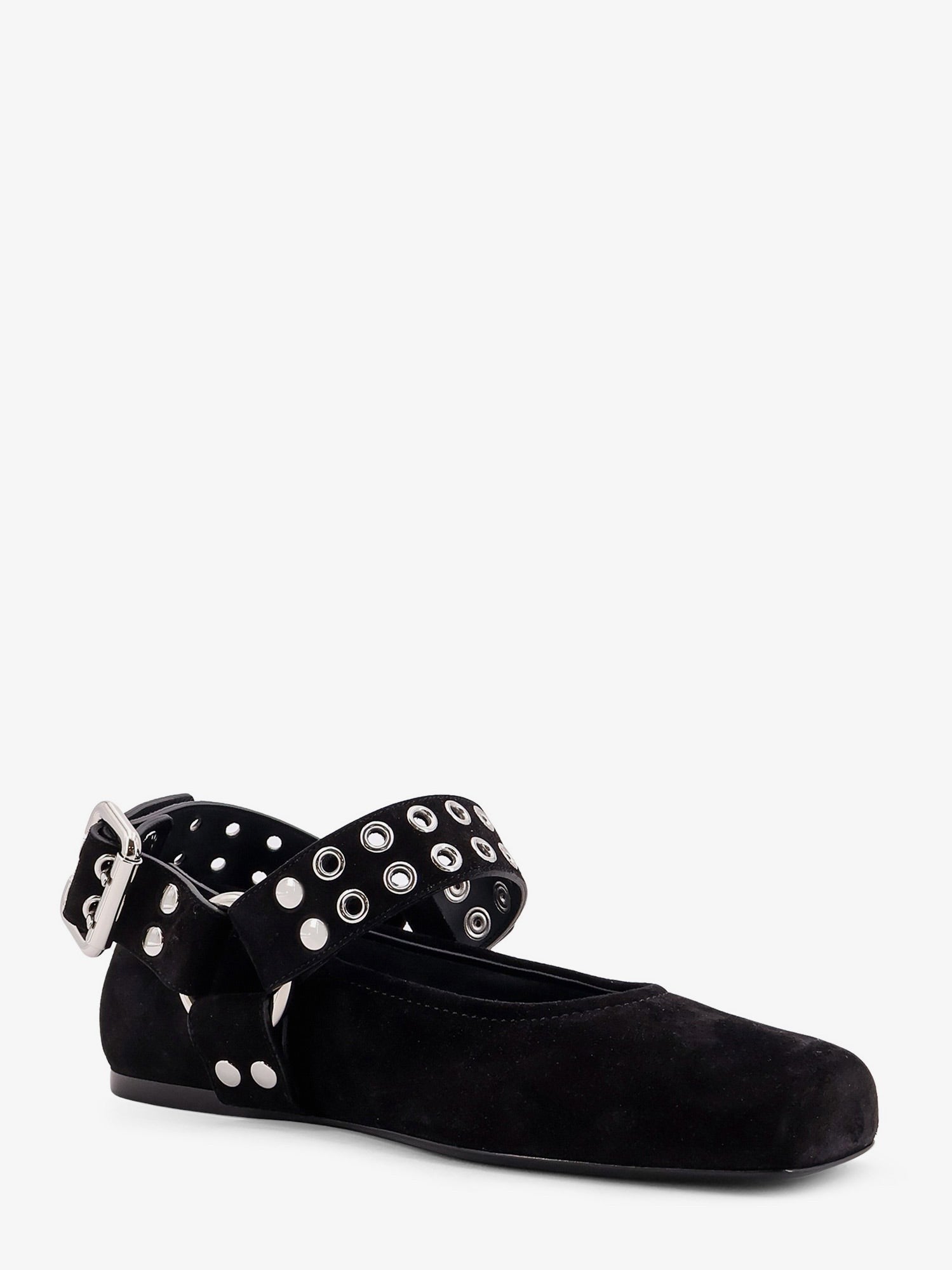 ALAÏA Women's Suede Biker Flat Ballerinas Black