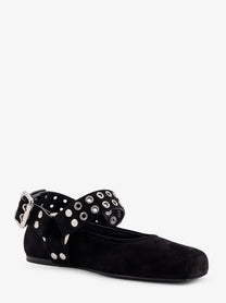 ALAÏA Women's Suede Biker Flat Ballerinas Black