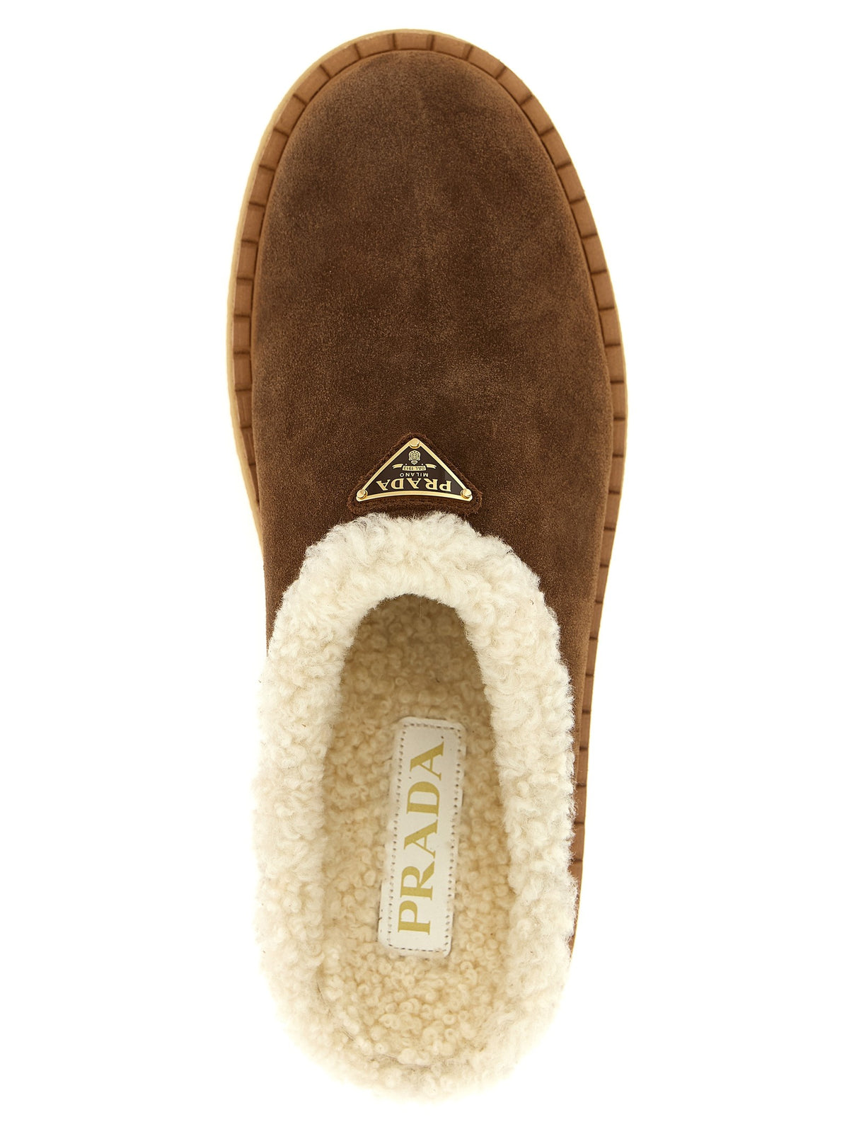 PRADA Suede Sabots Brown