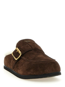 PRADA Suede Sabots Brown