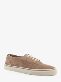 Brunello Cucinelli Men's Suede Sneakers Beige