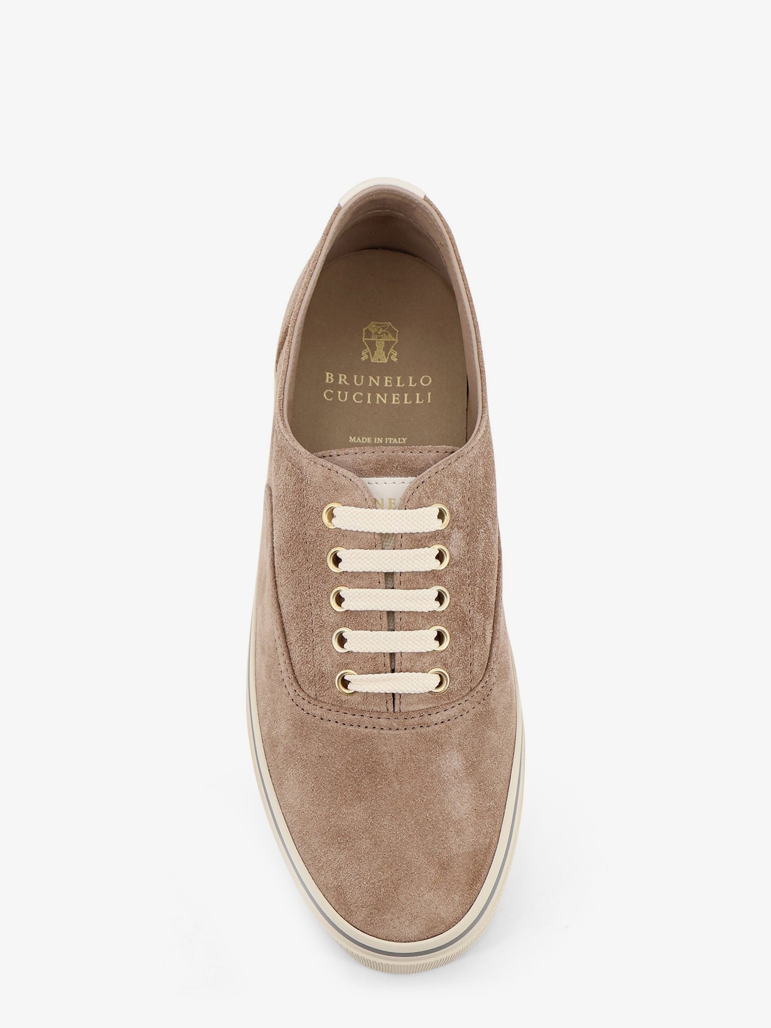 Brunello Cucinelli Men's Suede Sneakers Beige