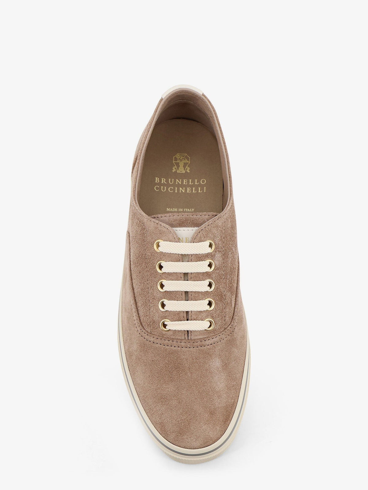 Brunello Cucinelli Men's Suede Sneakers Beige