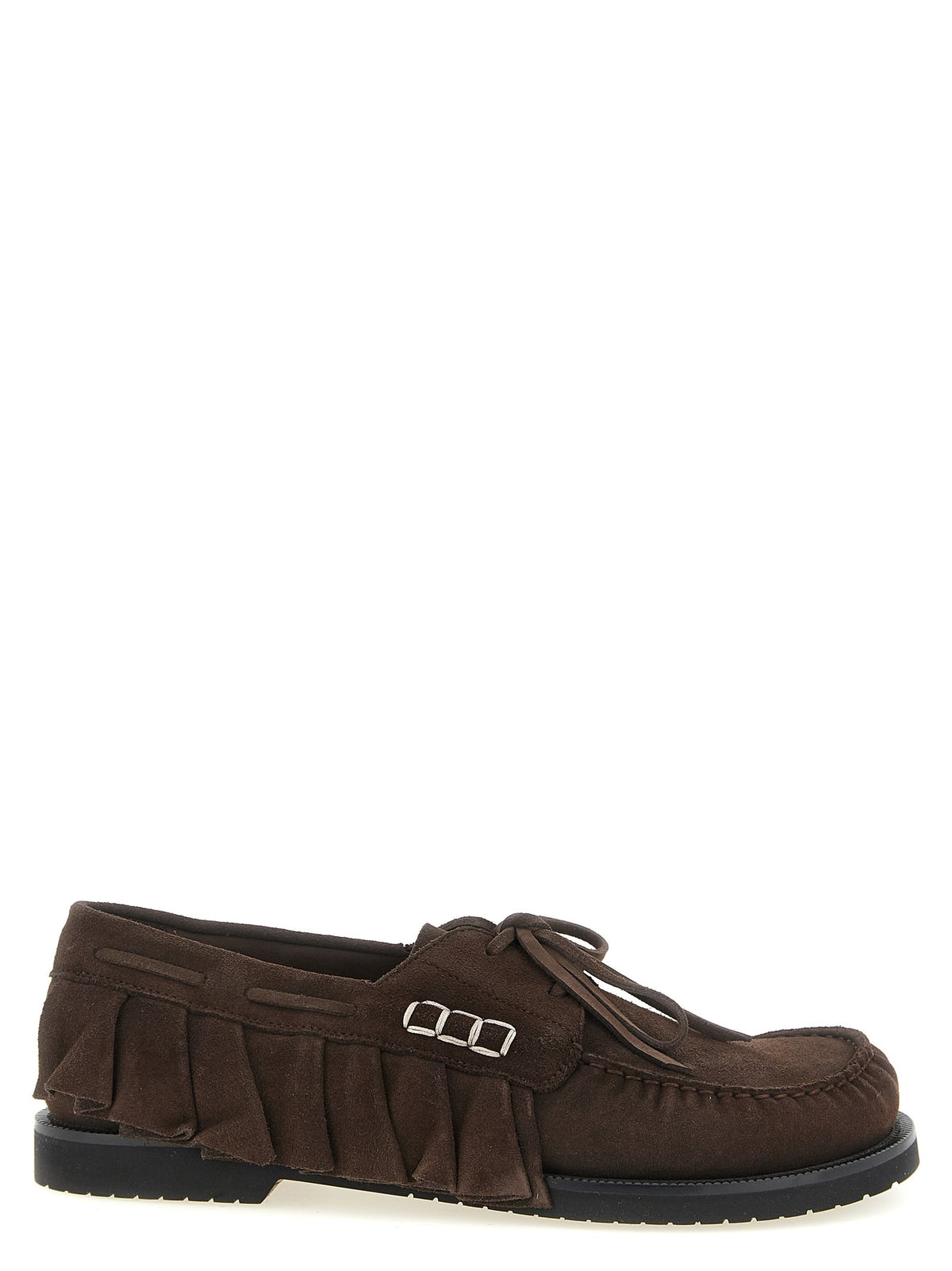 JW Anderson Suede Volant Boat Shoe Brown
