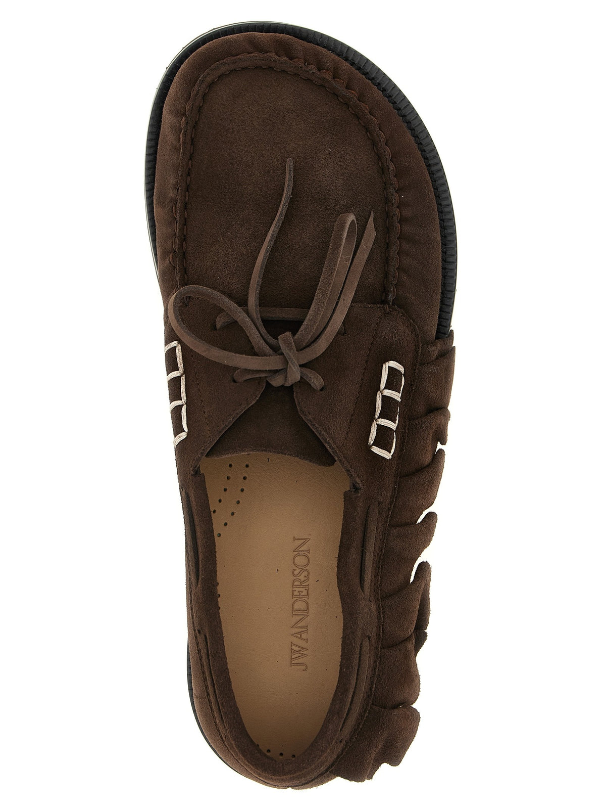 JW Anderson Suede Volant Boat Shoe Brown