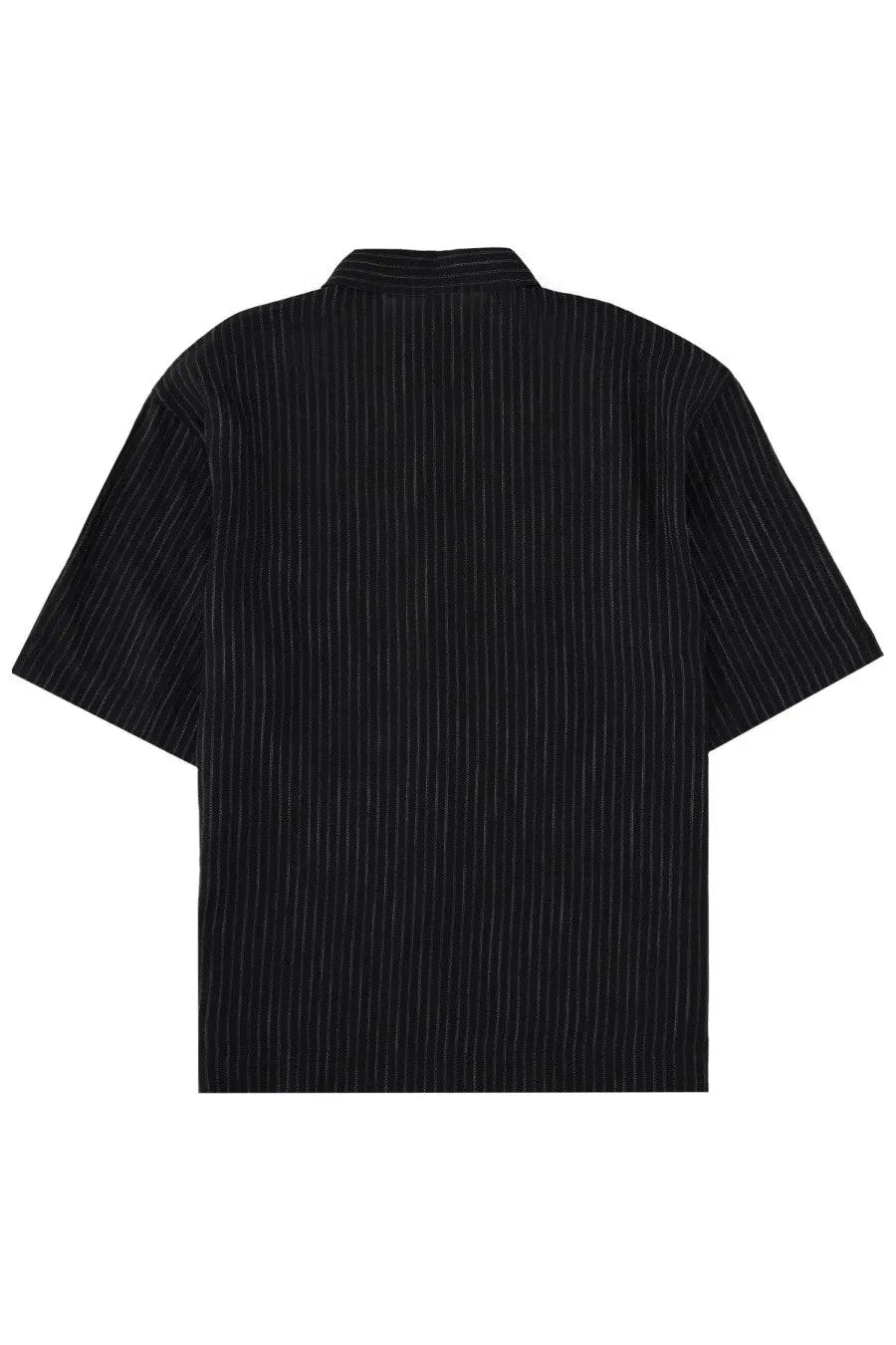 Sunflower men’s camicia Adam black short-sleeved shirt with fine vertical pinstripes for casual wear