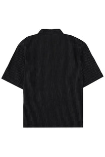 Sunflower men’s camicia Adam black short-sleeved shirt with fine vertical pinstripes for casual wear