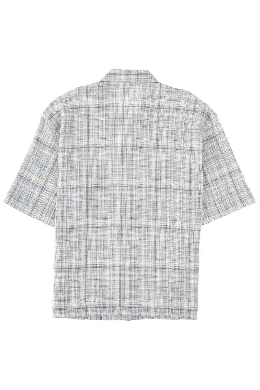 Sunflower men’s camicia adam blue short-sleeved button-up shirt with subtle gray and white plaid pattern
