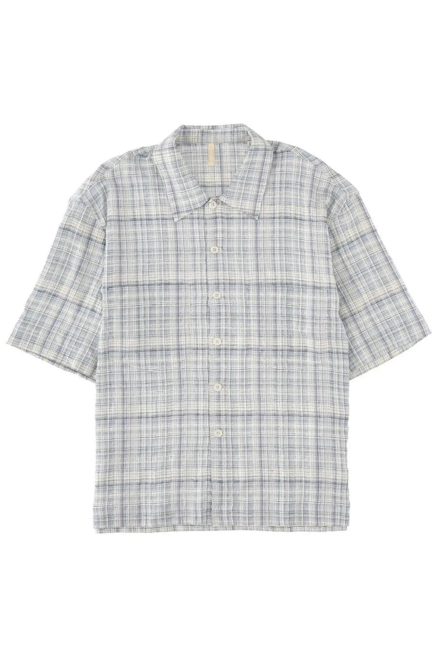 Sunflower men’s camicia Adam blue short-sleeved button-up shirt in light gray and white plaid with subtle texture