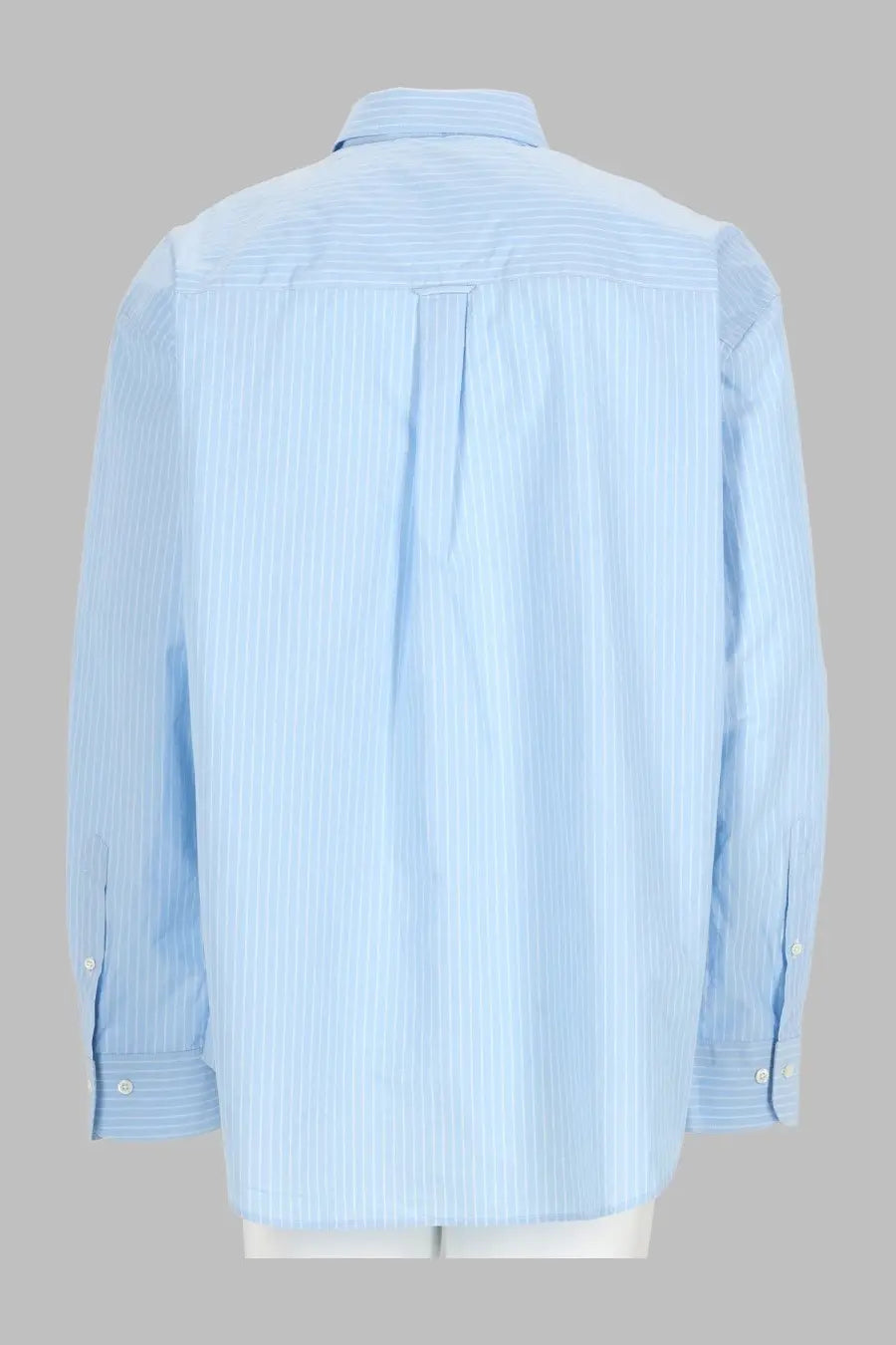 Light blue and white vertically striped long-sleeved cotton button-down shirt with classic collar by sunflower men