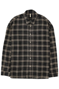 Sunflower men’s camicia quadri black black and beige plaid button-up shirt with classic collar and long sleeves
