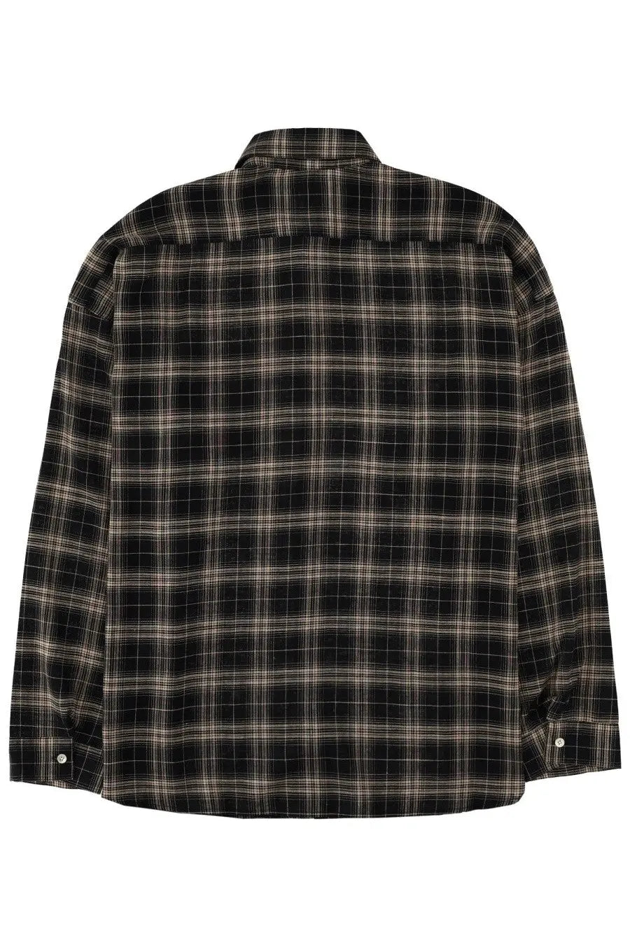 Sunflower men’s camicia quadri black black and beige plaid long-sleeved button-up shirt with classic collar