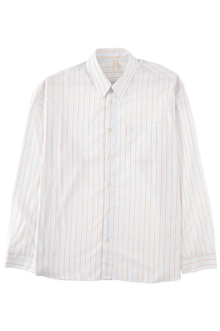 Sunflower men’s camicia righe white crisp white button-down shirt with soft peach and pale blue stripes in cotton blend