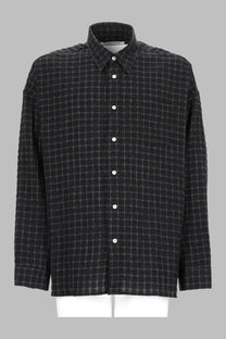 Sunflower men’s camicia stable black long-sleeve button-up shirt with black and gray checkered pattern and white buttons
