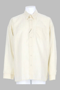 Sunflower men’s camicia stable white cream button-up shirt with thin vertical stripes displayed on a mannequin