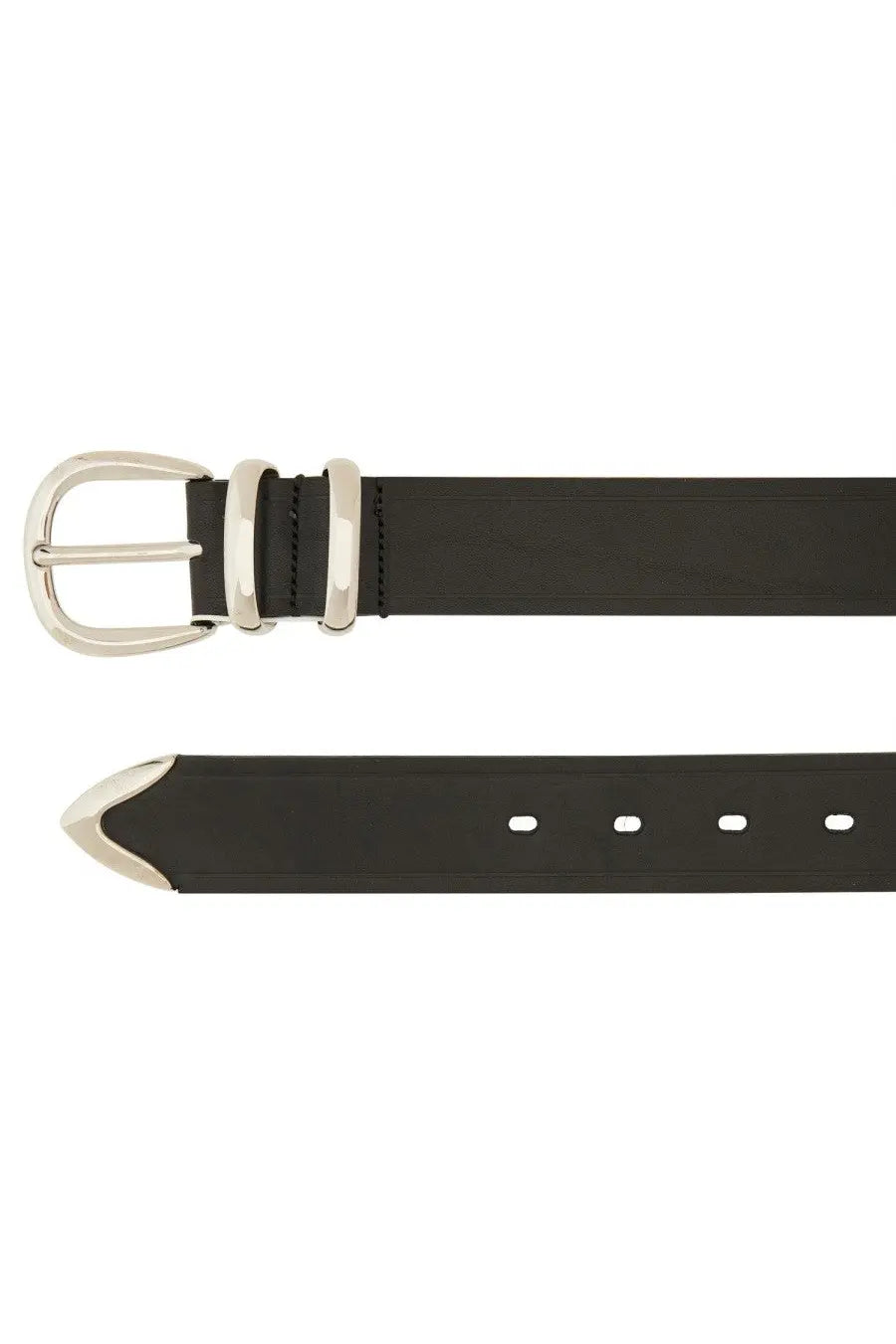 Sunflower men’s cintura in pelle black leather belt with silver toned buckle and reinforced metal loops