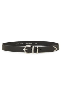 Black leather belt with silver-toned buckle and arrowhead detailing from sunflower men’s cintura in pelle black collection