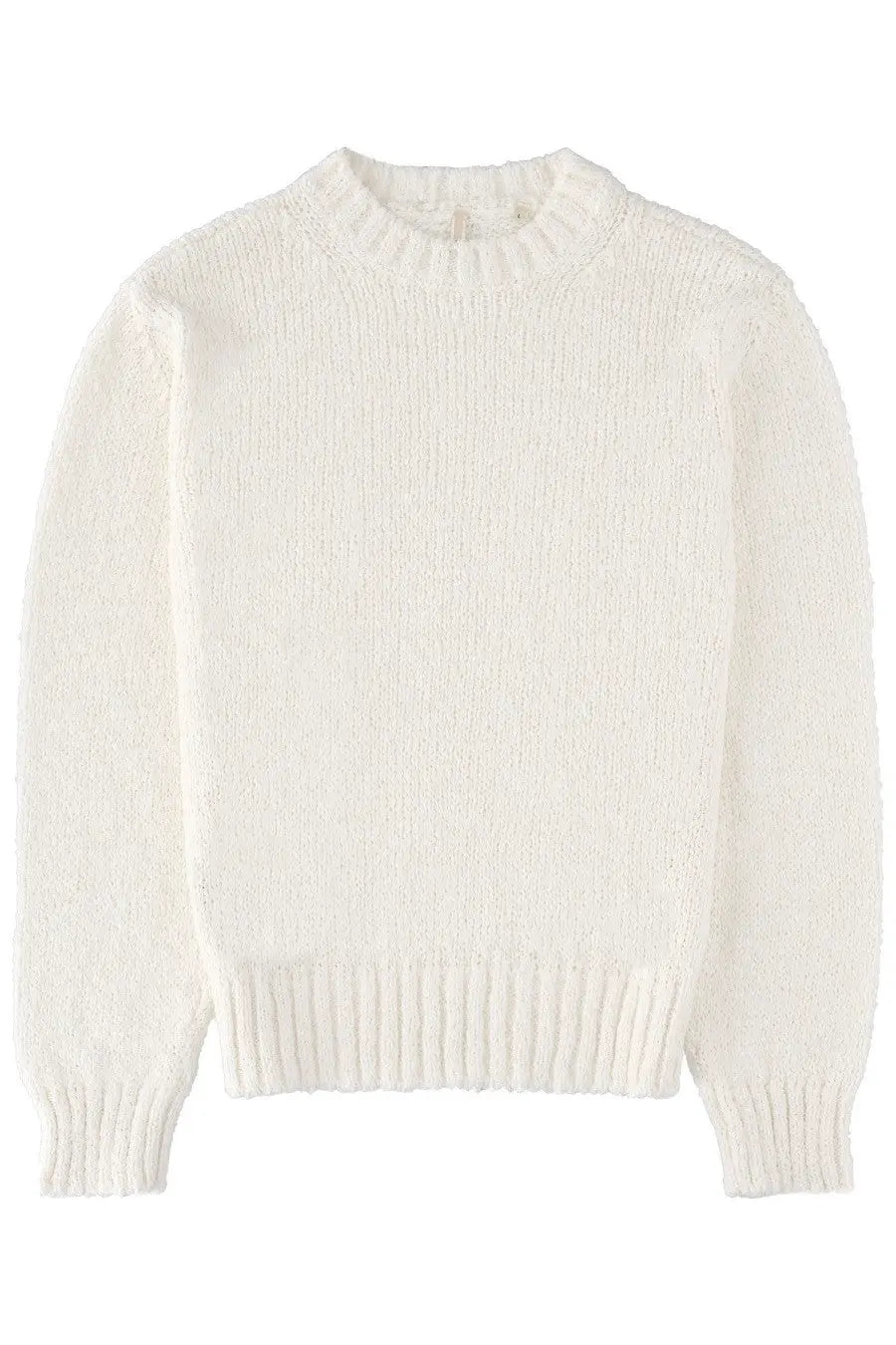 Cream-colored Sunflower men’s Frederik jersey white ribbed-knit sweater with soft textured fabric and classic crew neck design