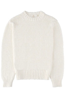 Cream-colored Sunflower men’s Frederik jersey white ribbed-knit sweater with soft textured fabric and classic crew neck design