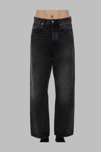 Sunflower men’s wide twist black jeans featuring black wide-leg denim with a faded wash and five-pocket design