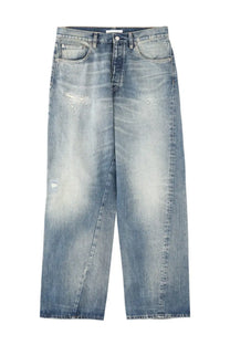 Light-wash denim wide-leg jeans with subtle distressing in sunflower men’s jeans wide twist blue style