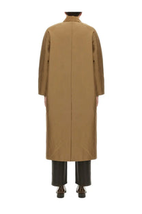 Sunflower men’s long camel-colored trench coat with structured shoulders and central seam in beige