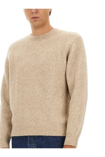 Beige sunflower men’s regular fit shirt with a ribbed knit texture and classic crew neckline made of soft fabric