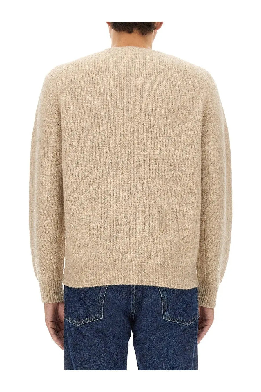 Beige sunflower men’s regular fit shirt with soft ribbed knit fabric and classic crew neckline